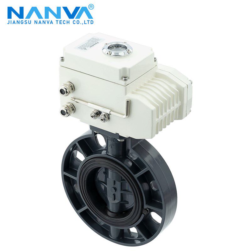南阀AX-D971X-10S电动UPVC塑料对夹式软密封蝶阀 电动塑料蝶阀