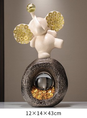 石来运转招财大象摆件q高级感玄关电视柜办公室客厅装饰品轻奢高