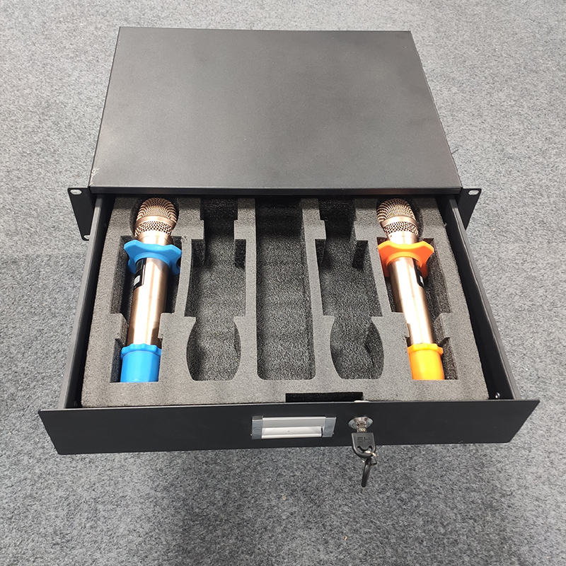 2U全金属航空箱抽屉3U木t质抽屉通用家用KTV功放机柜带锁带手持棉