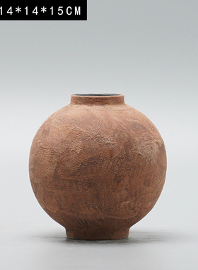 新中式复古橙陶瓷花瓶轻r奢小摆件电视柜酒柜橱窗装饰品艺术陈列