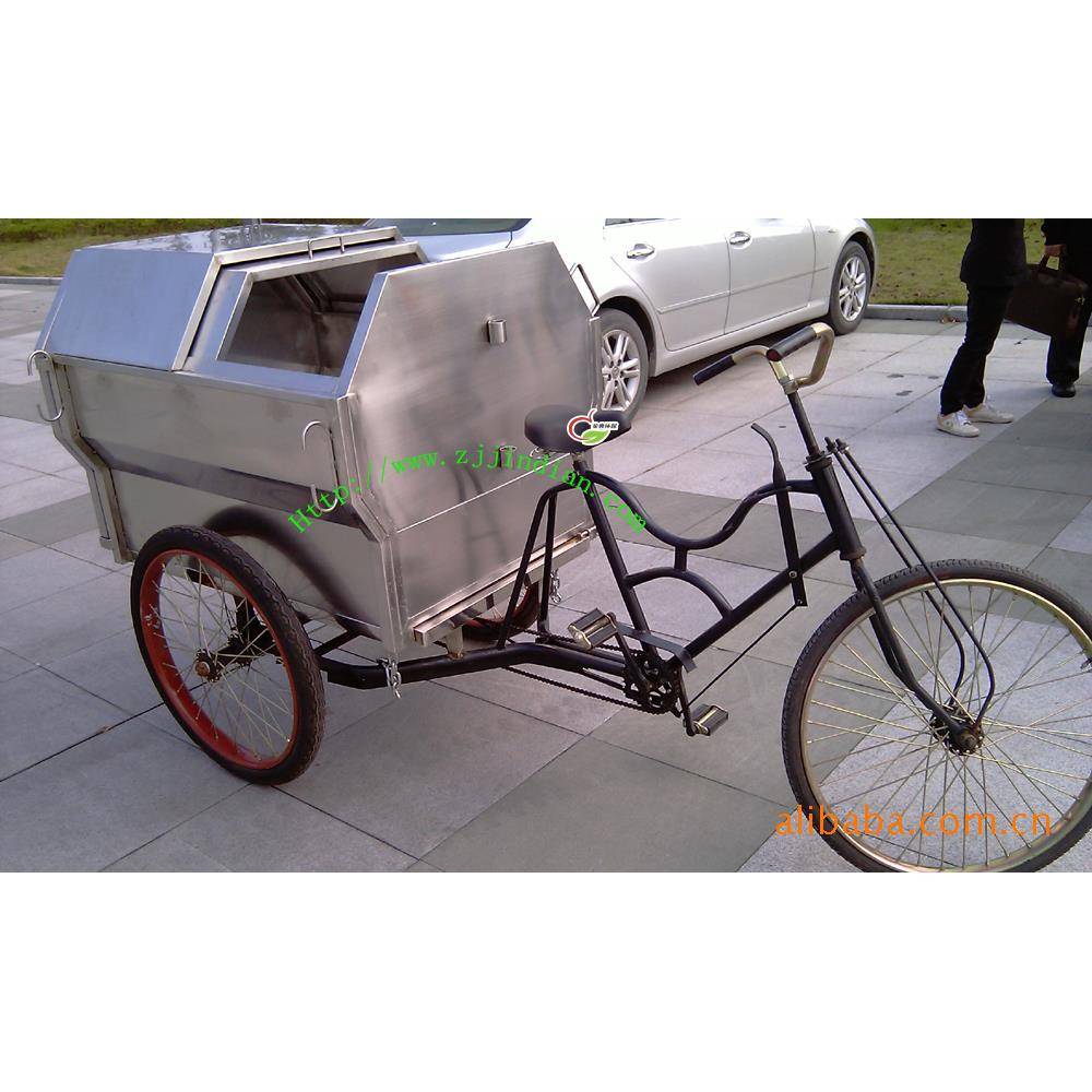 厂家直销不锈钢人力三轮垃圾车保洁车清洁车JD-L02