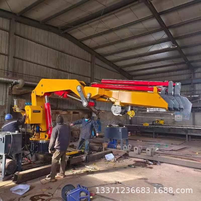 1-25吨车载小吊机船用折臂吊机固定式轻卡蓝牌随车吊液压伸缩吊机