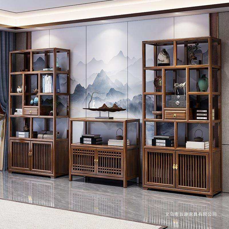 新中式实木博古架多宝阁置物架隔断摆件书房办公茶室展示柜书架子