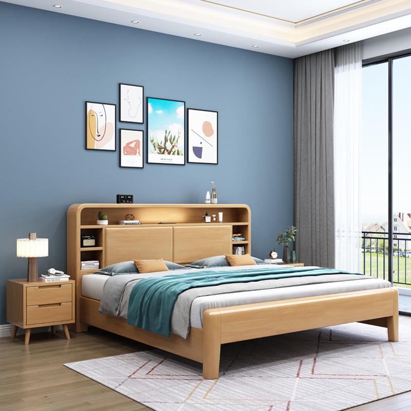北欧原木风实木床公寓出租房用实木床1.8米经济型性价比高实木床