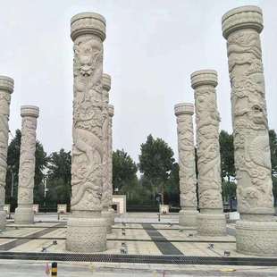 石雕龙柱祥云柱公园广场青石盘龙柱花岗岩石材华表文化柱浮雕石柱