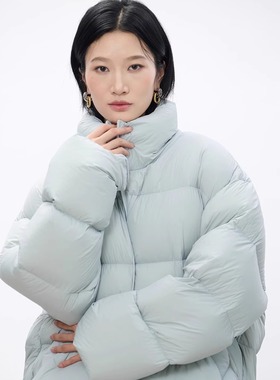 高级感气质新款高充绒90白鹅绒泡芙龟背立领百搭简约短款羽绒服女