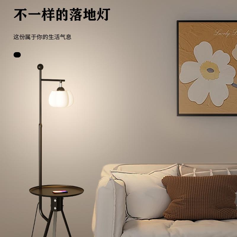 客厅落地灯沙发旁边高级感轻奢创意置物架一体书房卧室氛围三叉灯