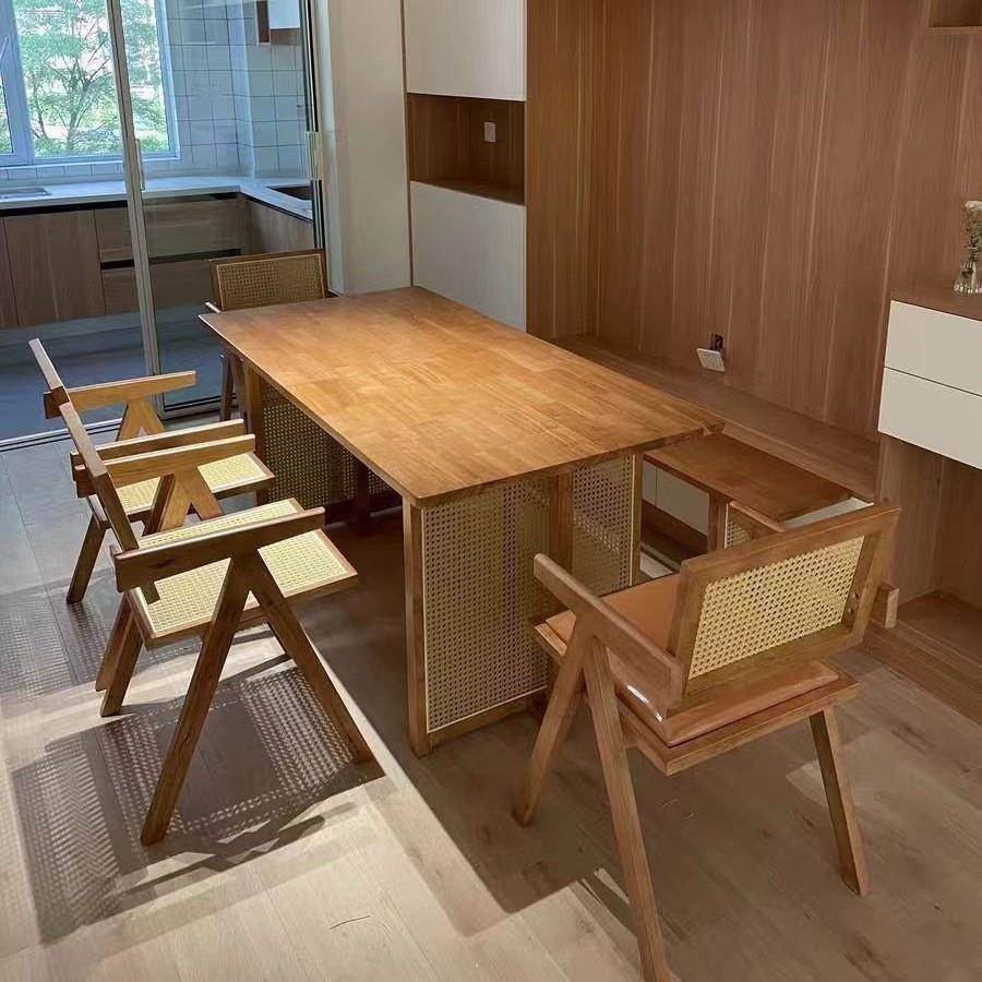 日式原木实木餐桌椅宅寂风异形阳台餐厅民宿小饭馆饭桌昌迪加尔