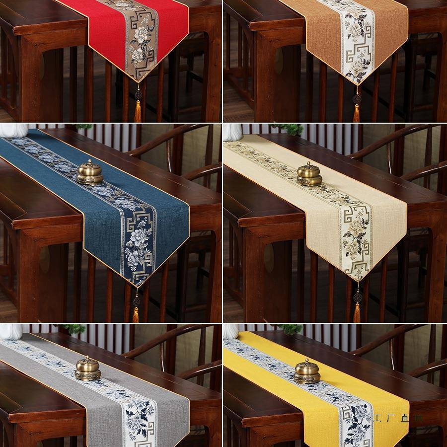 【折扣价】中式桌旗茶台垫布古典风提花茶几茶旗电视柜长条布艺盖