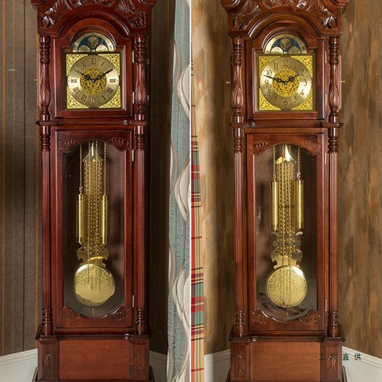【折扣价】落地钟实木立式摆钟复古简约欧式机械钟现代新中式客厅