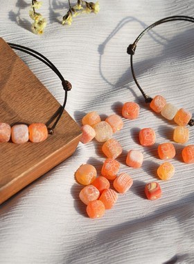 【甜】橘  大橘大利 可爱萌哒A橘子色玛瑙手绳手链学生闺蜜礼物女