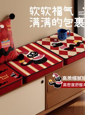 蛇年新年喜庆入户门门口坐垫椅垫可拆洗红色条纹屁股软坐垫榻榻米