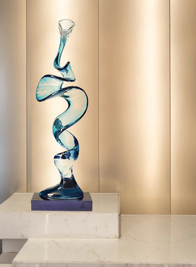 新款样板房玄关装饰摆饰电视柜透明装饰品创意抽S象家居雕塑艺术