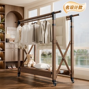 中古风晾衣架阳台家用室内伸w缩晾衣神器升降落地晒被子折叠凉衣