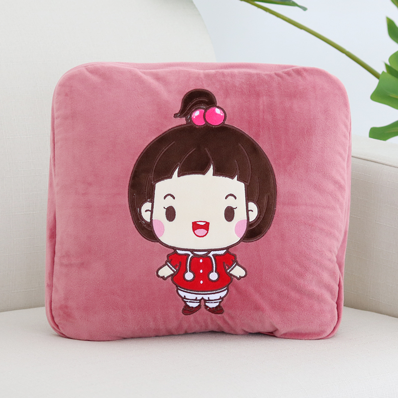 拉链可折叠汽车抱枕被子s两用办公室枕头空调被靠垫法兰绒午休毛