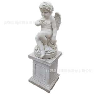 欧式石雕小天使丘比特小孩雕像汉白玉西方人雕塑家庭景观园林摆件