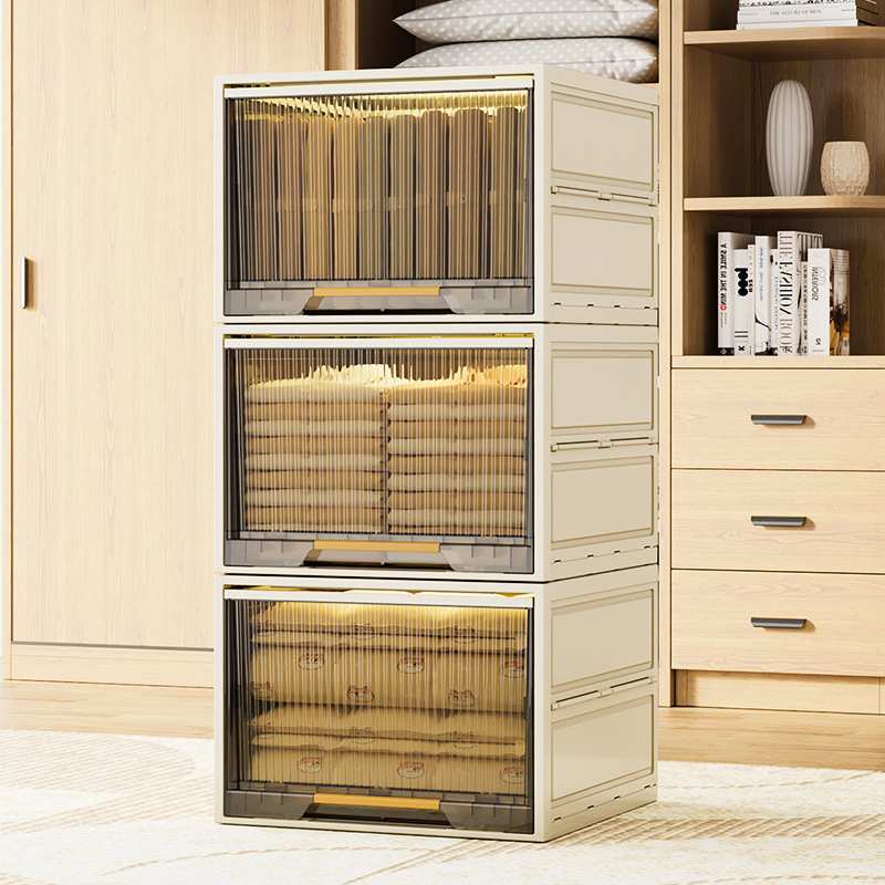 收纳箱透明抽屉式衣柜衣服储物箱折叠收纳柜子塑料整理箱可折叠