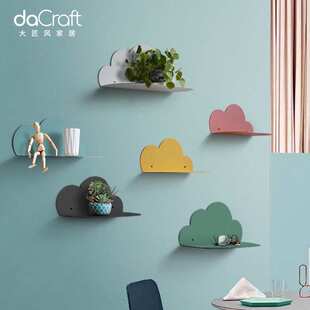 创意店铺铁艺壁挂收纳隔板田园客厅卧室墙壁墙上装饰品云朵置物架