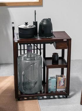 泡茶边柜子移动茶桌新中式家用烧水壶一体茶台方华茶车立式茶水柜