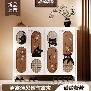 钢制鞋柜入户门口中古风家用玄关收纳柜楼道口鞋架储物柜一体靠墙