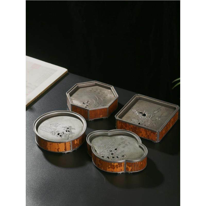 中式梅妃纯锡壶承盘干泡家用储水壶承茶台建水茶托茶具干泡台茶盘