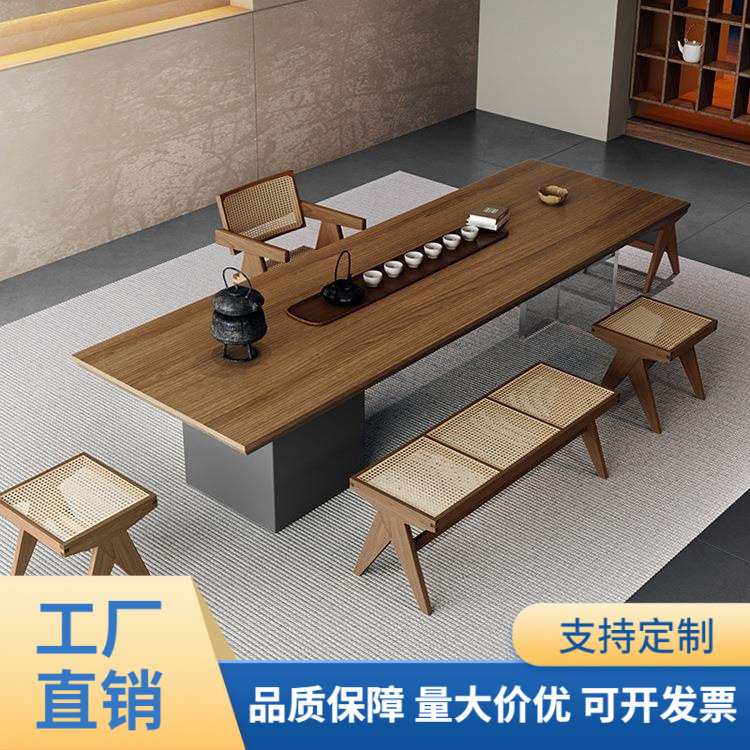 古典中式民宿茶道台实木大板茶桌 禅意家用会客厅接待泡茶桌椅