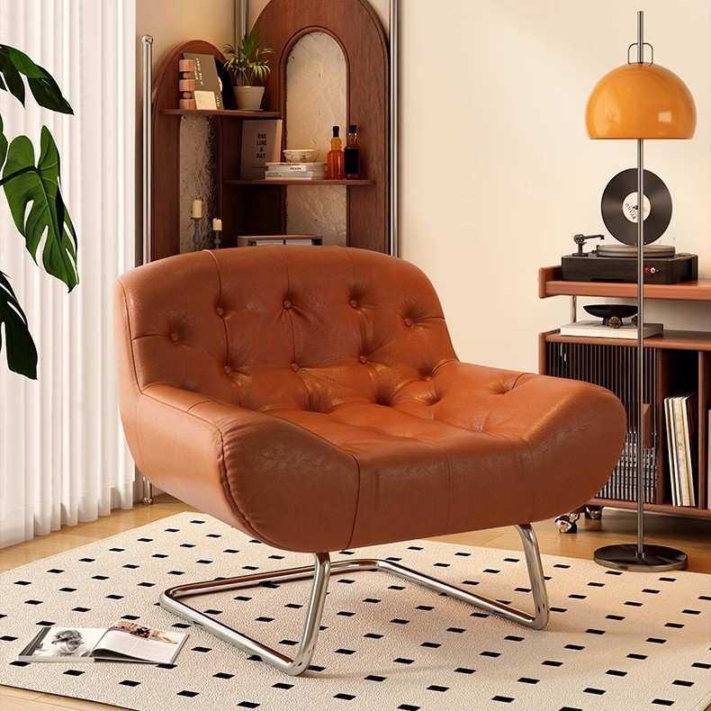 单人沙发椅法式中古风客厅懒人休闲躺椅轻奢极简设计师沙发单椅子