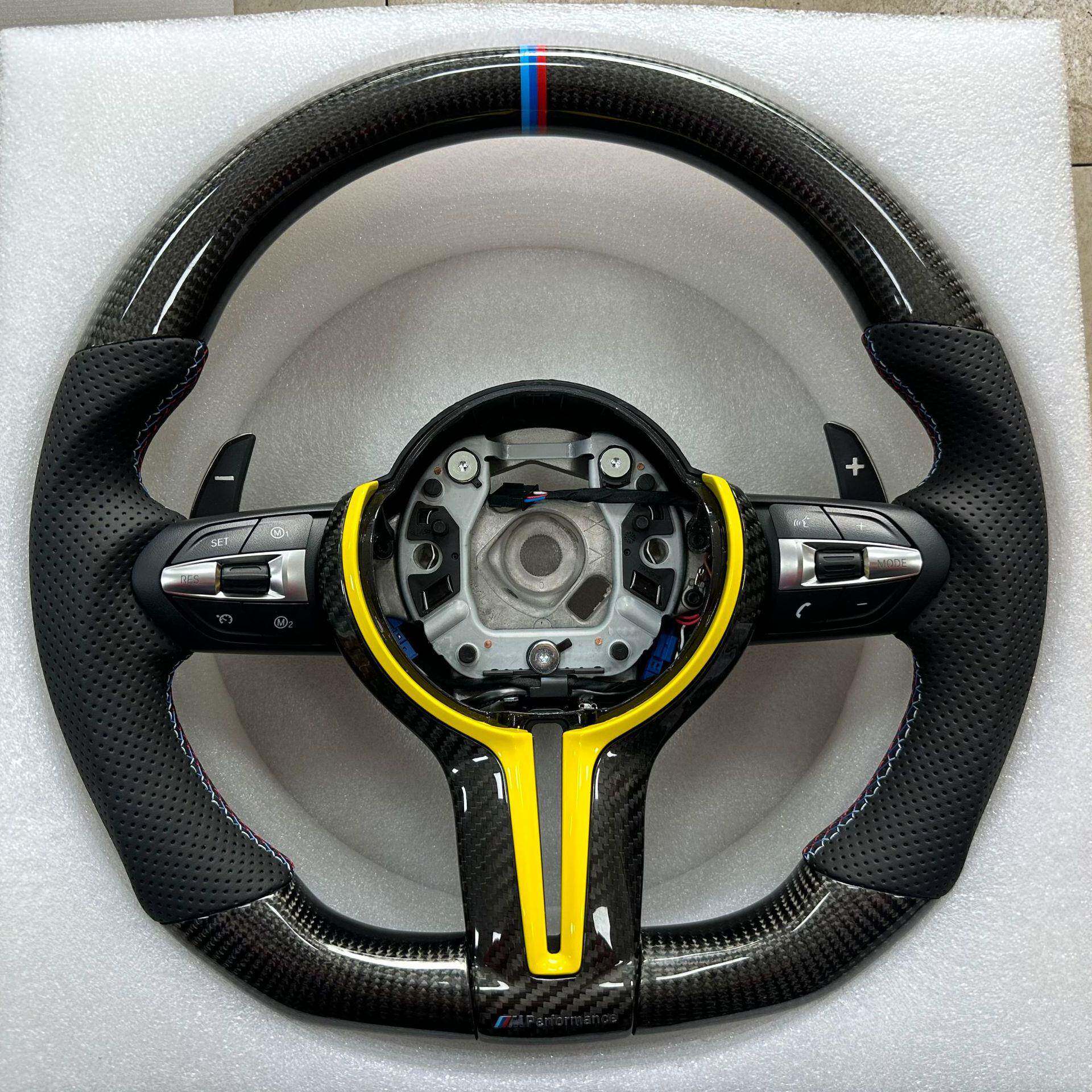 适用于宝马3系4系5系6系7系x1x3x4x5x6M3M5碳纤维方向盘宝马平底