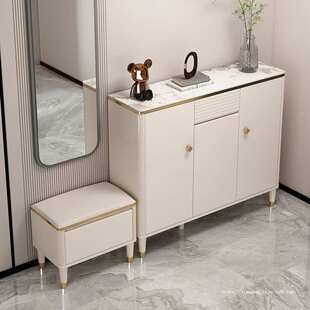 2025爆款岩板门口鞋柜家用带换鞋凳门口可坐靠墙收纳储物柜一体