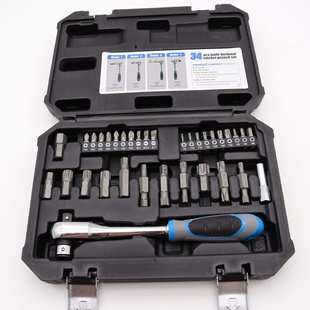 34PCS套多功能棘轮扳手H柄扳手双头扳手批头组套汽修工具批头套筒