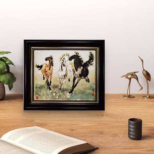 徐悲鸿中古风客厅装饰画奔马图摆件办公室字画马到成功国画骏马图