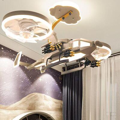 飞机灯儿童房风扇灯男孩卧室灯主灯创意护眼房间灯吸顶灯卡通房间