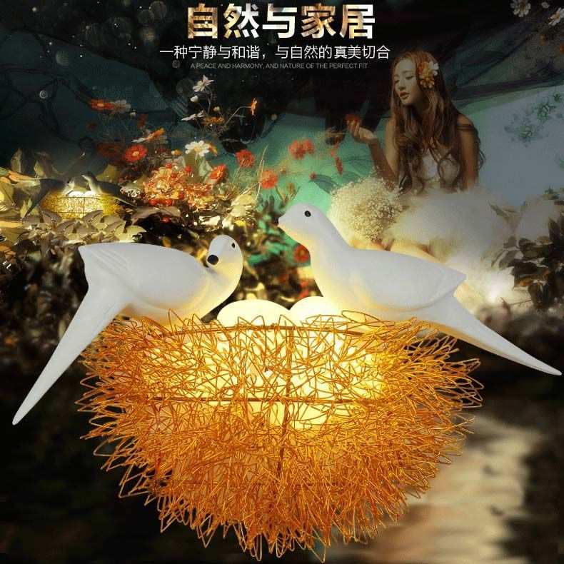 壁灯北欧编织客厅背景墙书房艺术儿童房鸟巢卧室创意餐厅鸟窝家用