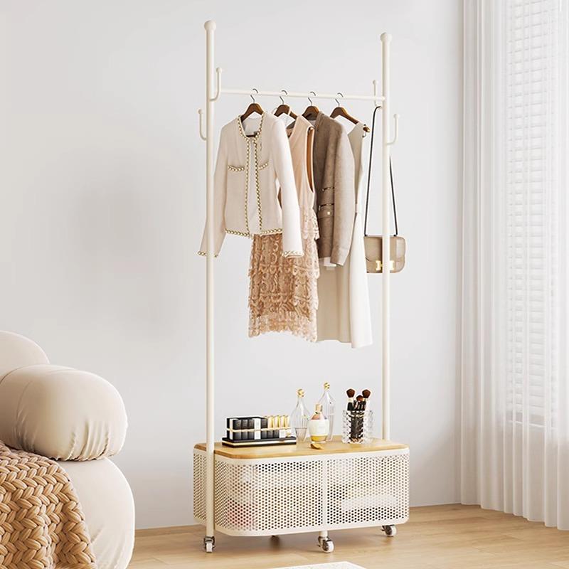 家用衣帽架穿衣镜一体卧室滚轮可移动落地挂衣架多功能置物收纳架