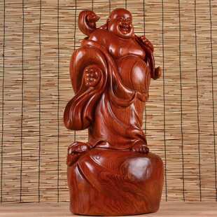 花梨木送宝弥勒木雕雕刻家居摆饰摆件客厅玄光书房装饰工艺品送礼