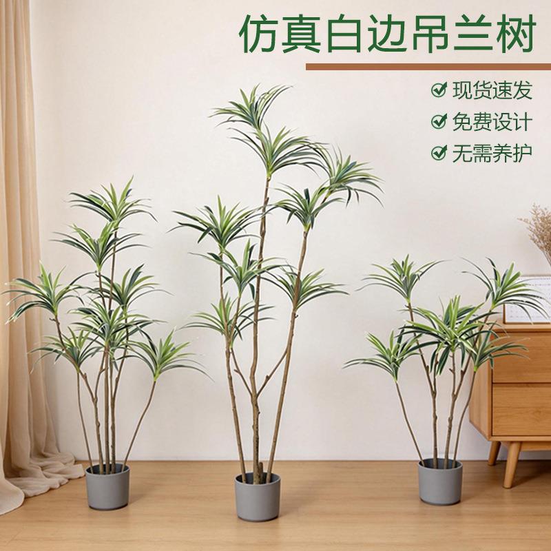 轻奢简约风仿真白边吊兰树室内客厅落地大型假绿植摆件仿真绿植