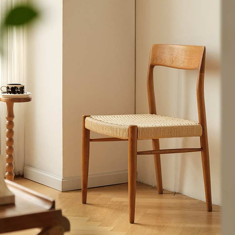 佳树家具/非晚椅/复古实木餐椅家用中古椅樱桃木家具靠背藤编71号