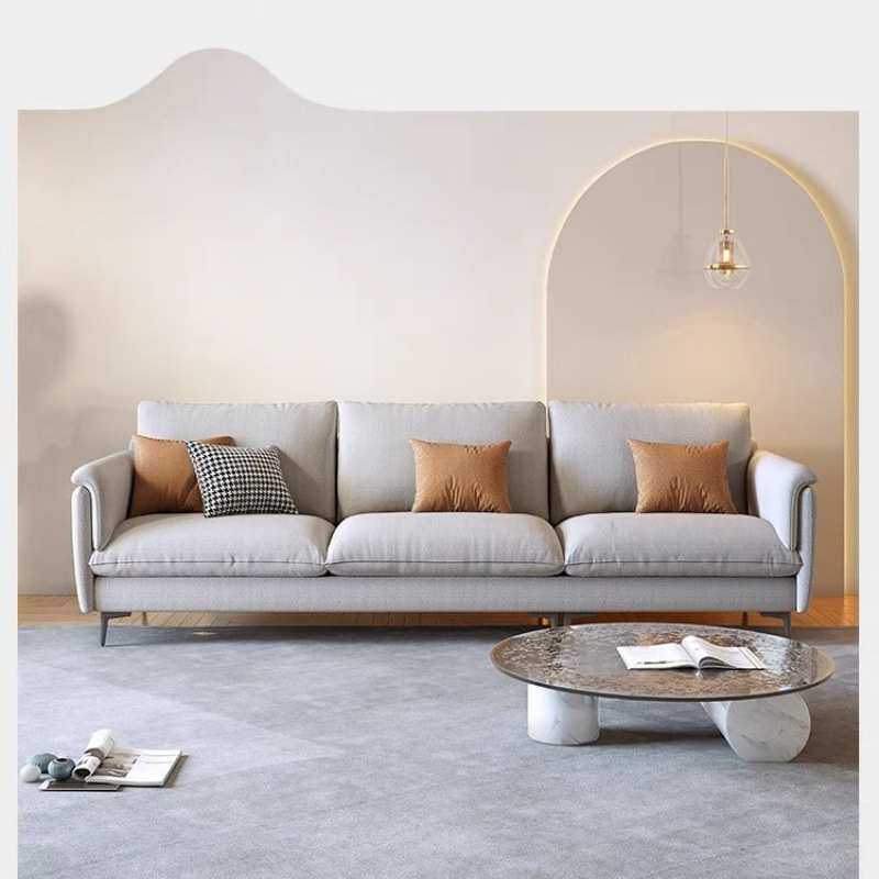 高级棉麻布艺沙发客厅2025年新款直排小户型麻布公寓极简奶油风