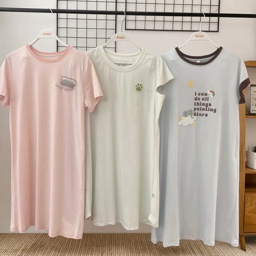 香蜜闺秀26203064女士圆领简约纯棉套头香味睡裙