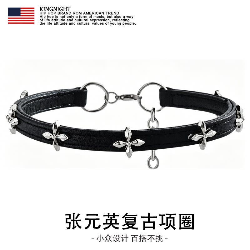 张元英同款复古甜酷辣妹十字架choker亚文化暗黑系哥特风颈链项圈