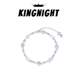 夜王 STK手链超闪男女嘻哈风感锆石轻奢镶钻手镯情侣 S925银同款