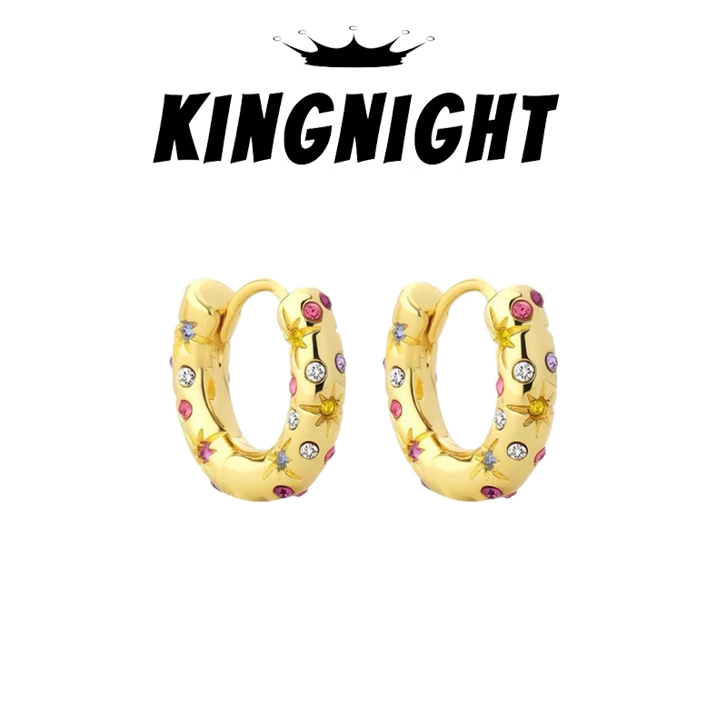 S925银炫彩水钻耳环黄子弘凡同款