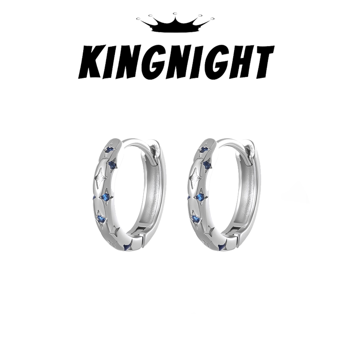 夜王 | S925银碧蓝四芒星耳环耳圈男小众耳扣耳钉耳饰送生日礼物,饰品/流行首饰/时尚饰品新,耳钉,淘宝优惠券,粉丝福利购,淘宝优惠卷