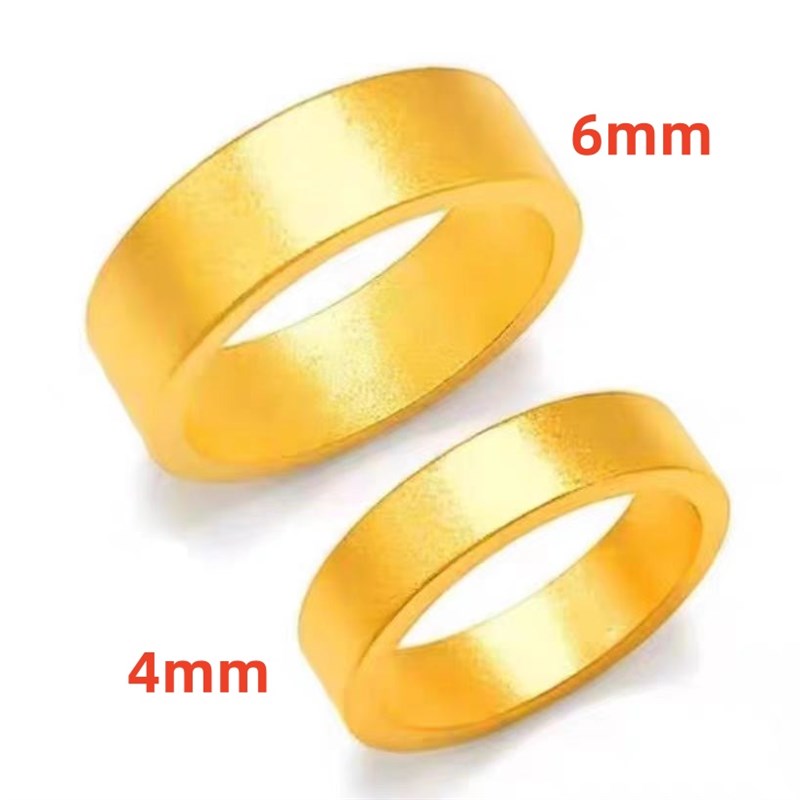 金包银戒指女f四方平安无事指环情侣平底磨砂素圈男生日礼物送女