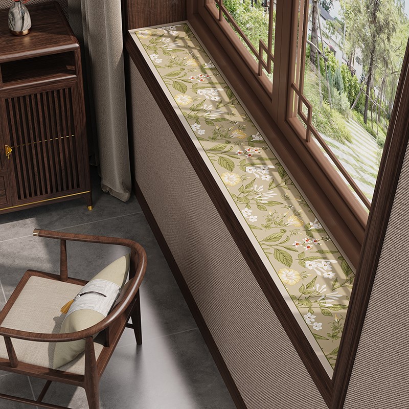 新中式窗台垫子改造窗沿极窄长条保护垫飘窗阳台装U饰垫硅藻泥软