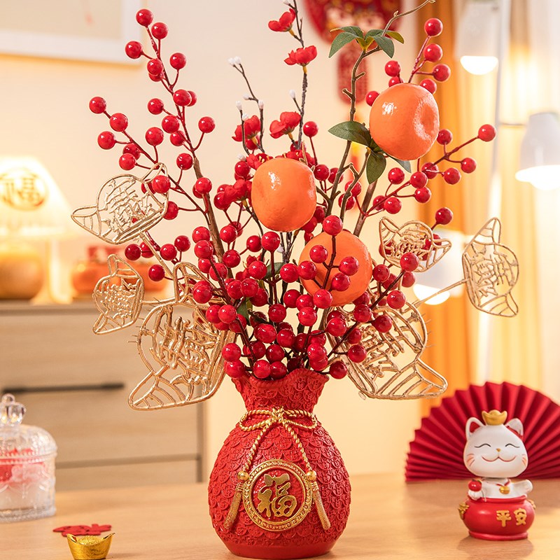乔迁之喜装饰福桶发财果摆件客厅搬新家礼物进宅S仪式布置用品大