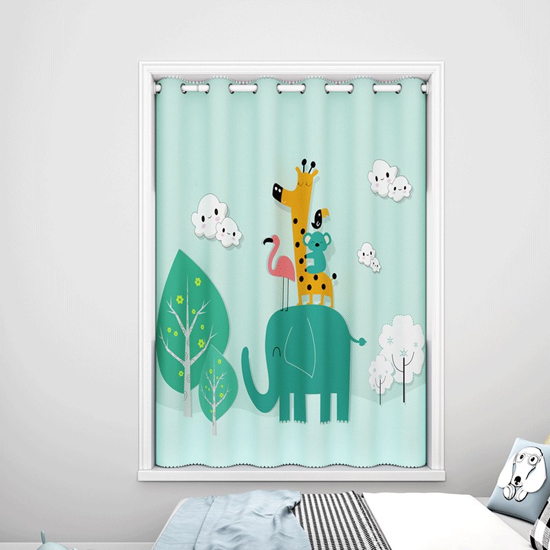 2021新款窗帘卧室飘窗帘短小窗帘全遮光遮N阳布艺窗帘子免打孔安