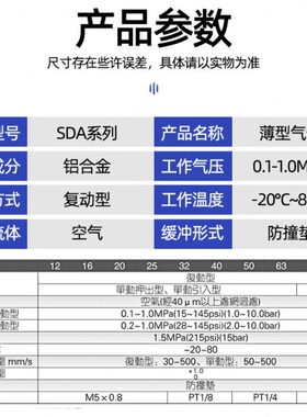 8x70 x1 SD5A0气缸型SS8x0xx薄x1x1550200A8050SSD