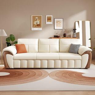 新款实木沙发变床伸缩式客厅坐卧两用可折叠懒人储物直排猫抓皮