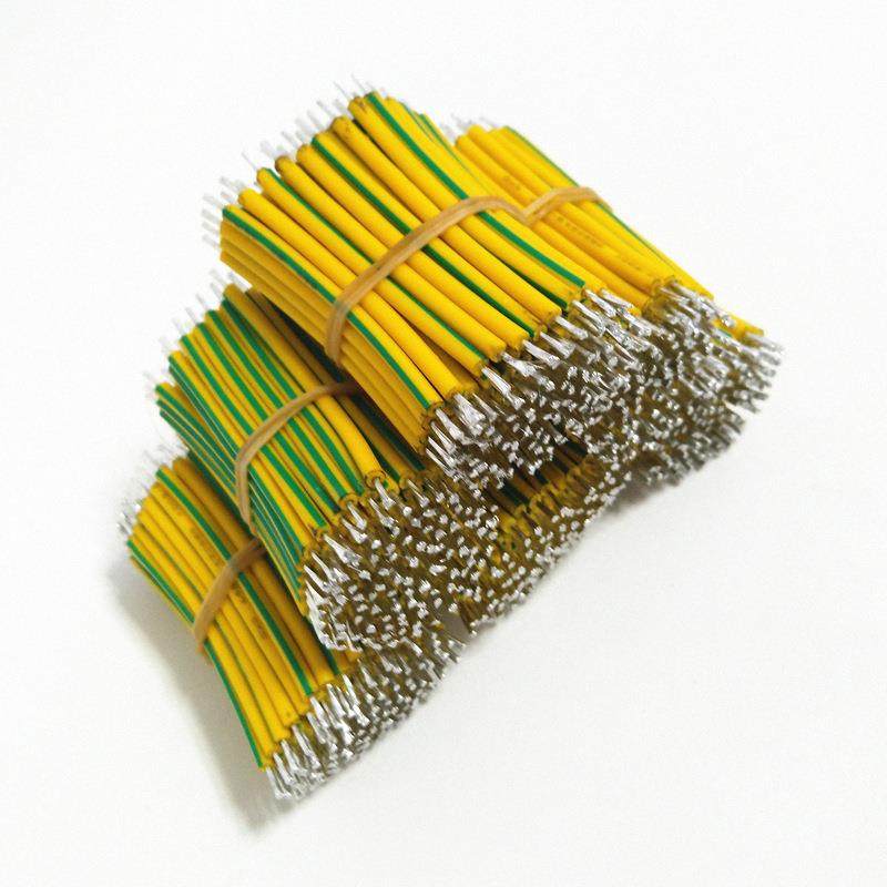 厂家直销常规0.75平方 130MM环保黄绿线 连接导线双头镀锡焊接线